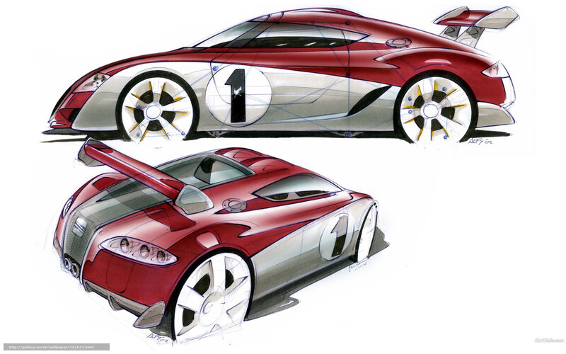 Red race car design sketches
