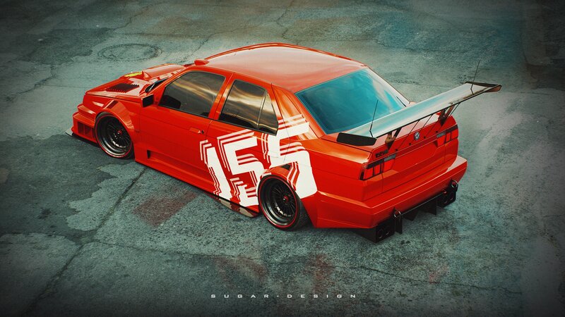 Red Race Car — Dramatic, 3d Render, Number 155