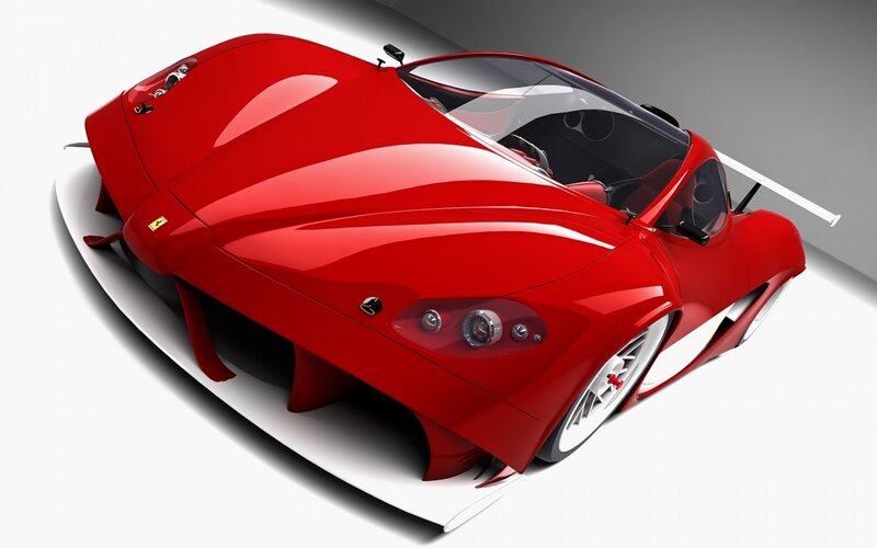 Red Race Car — Dramatic, 3d Render, Wings, Tires