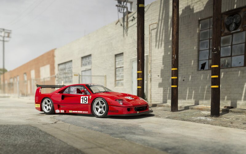 Red Race Car — Dramatic, Afternoon, Photograph, Building, Power Pole