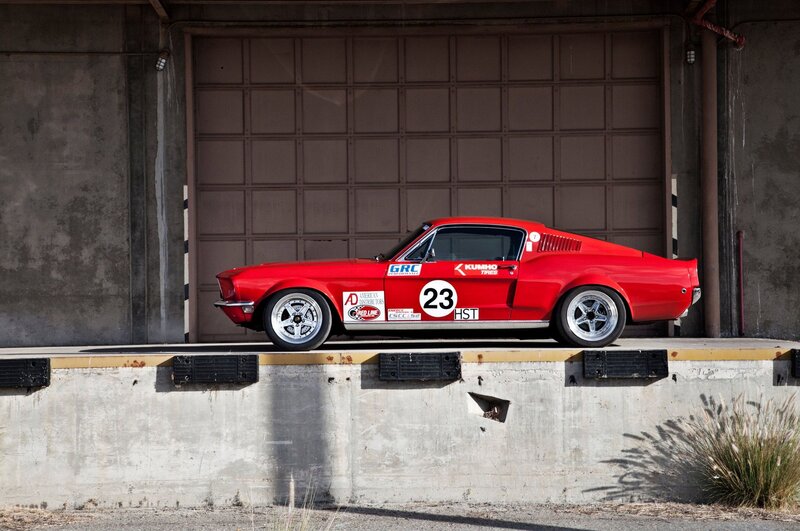 Red Race Car — Dramatic, Afternoon, Photograph, Garage Door