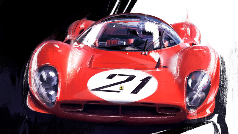 Red Race Car — Dramatic, Digital Art, Number 21