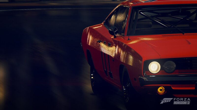 Red Race Car — Dramatic, Night, 3d Render, Headlight