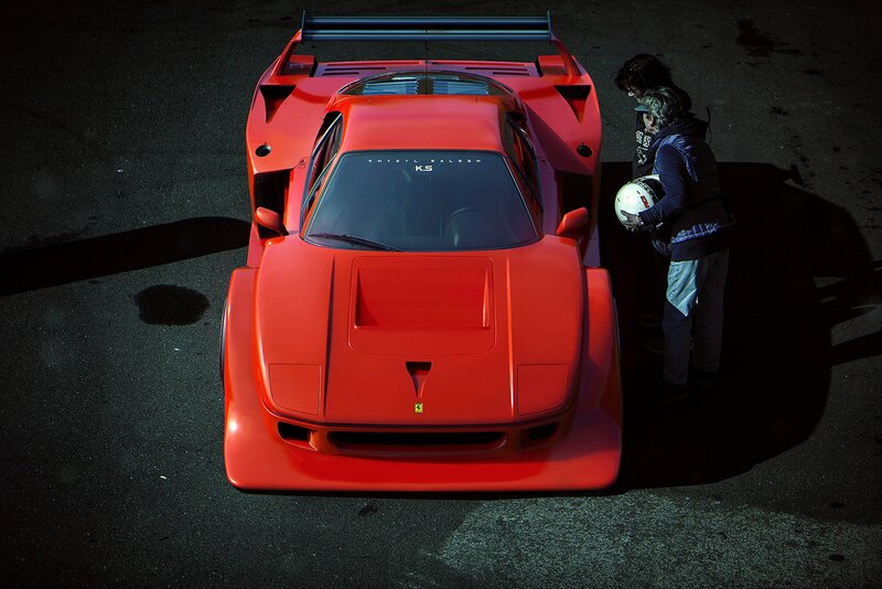 Red Race Car — Dramatic, Night, Photograph, People