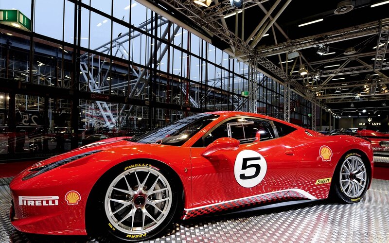 Red Race Car — Dramatic, Night, Photograph, Shell Logo