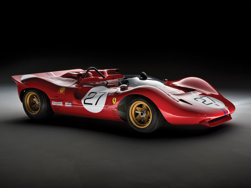 Red Race Car — Dramatic, Photograph, Number 27, Gold Wheels