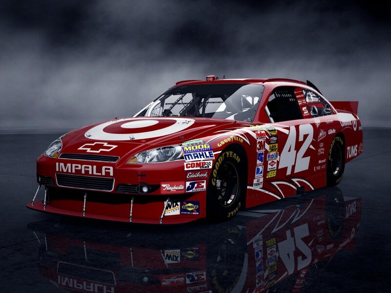 Red Race Car — Dramatic, Photograph, Target Logo