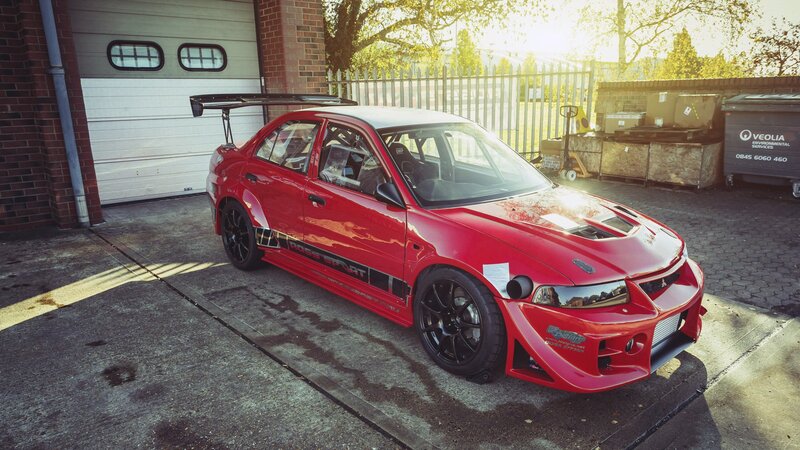 Red Race Car — Dramatic, Sunset, Photograph, Garage Door