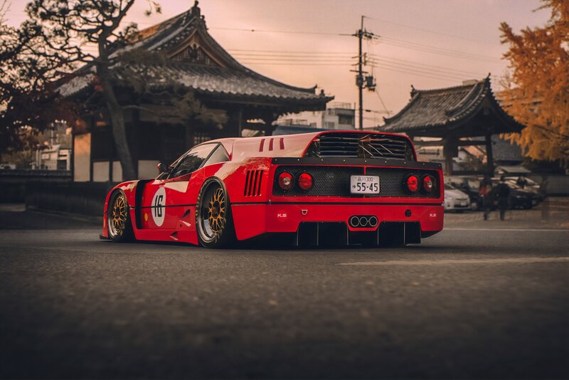 Red Race Car — Dramatic, Sunset, Photograph, Temple