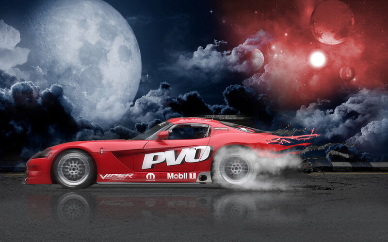 Red Race Car Drifting — Dramatic