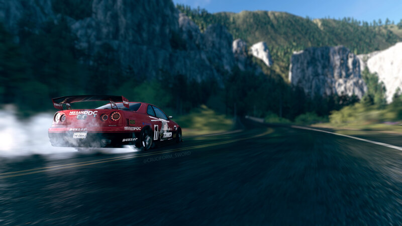 Red Race Car Drifting — Dynamic, Afternoon, 3d Render, Mountain