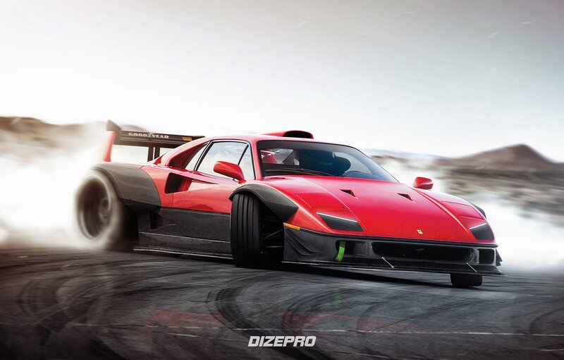 Red Race Car Drifting — Dynamic, Digital Art