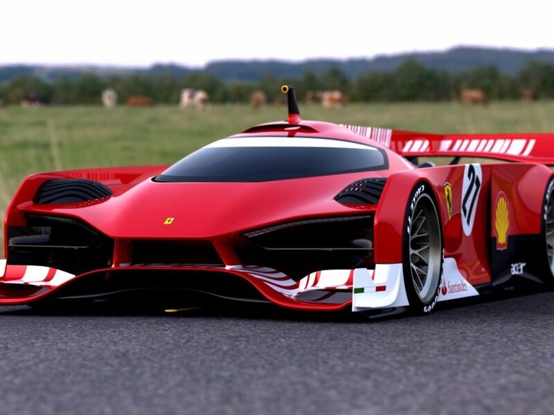 Red Race Car — Dynamic, Afternoon, 3d Render