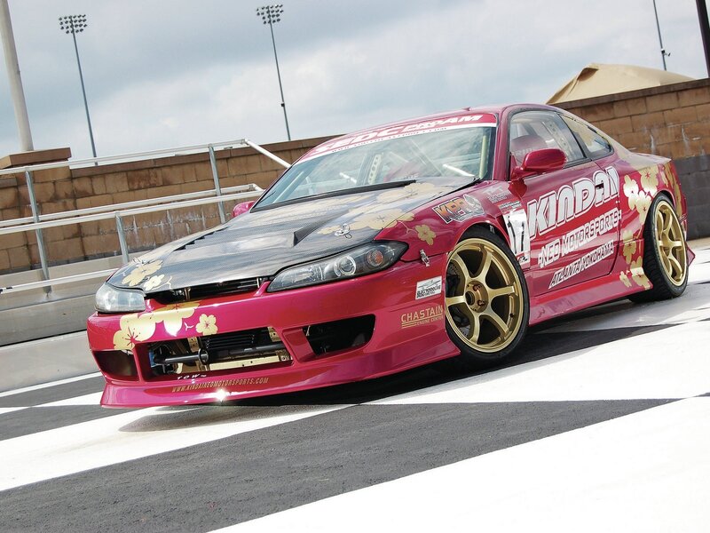 Red Race Car — Dynamic, Afternoon, Photograph, Race Track, Gold Wheels