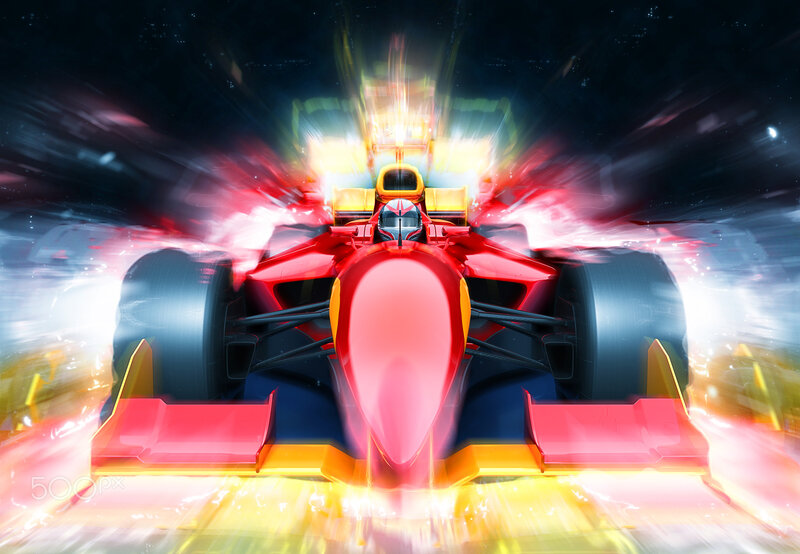 Red Race Car — Dynamic, Digital Art, Driver