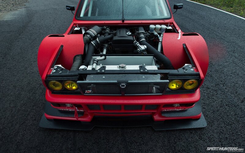 Red Race Car Engine — Dramatic