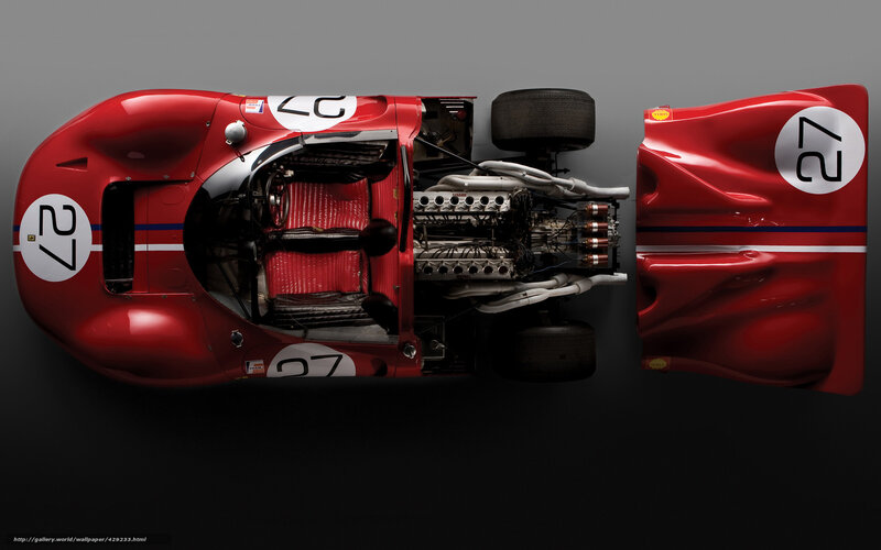 Red race car from above
