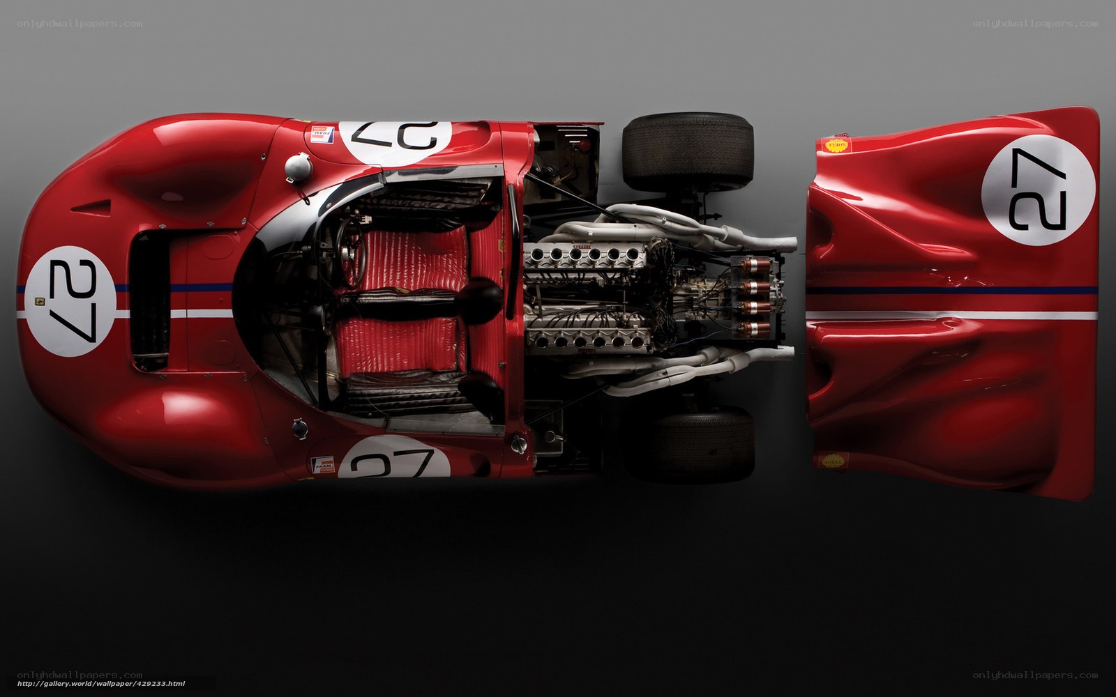 Red race car from above