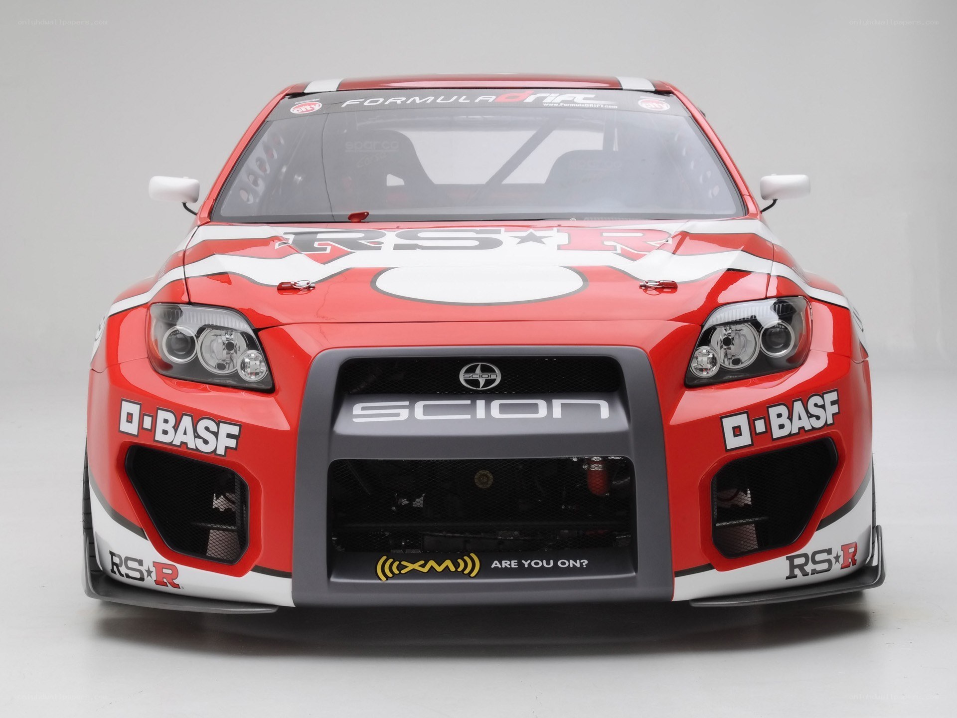 red race car front view
