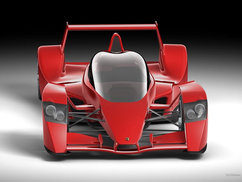 Red race car front view