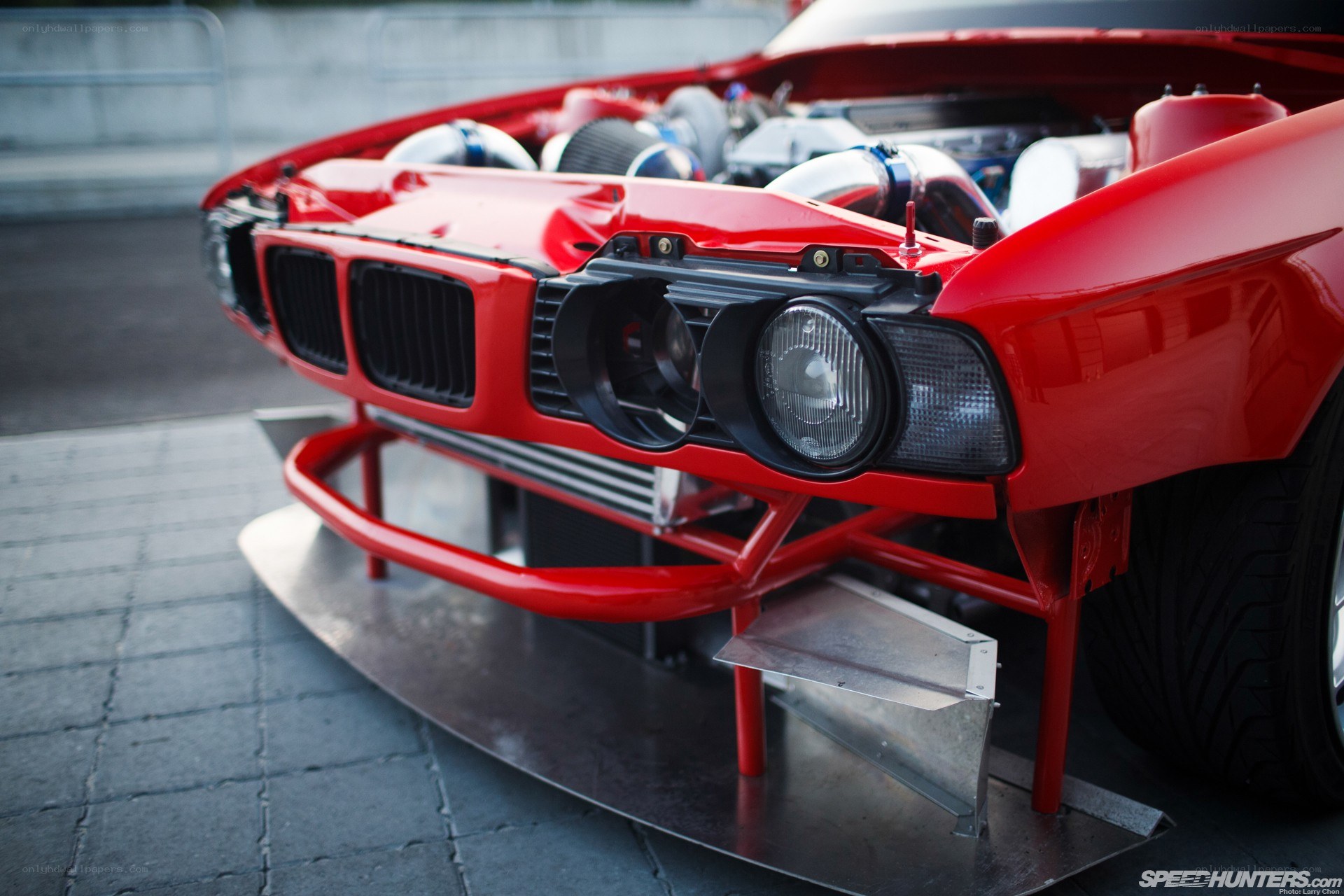 red race car front view