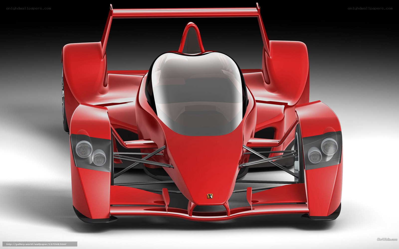 Red race car front view