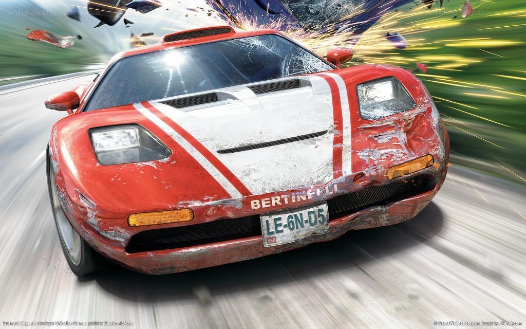 Red race car in crash