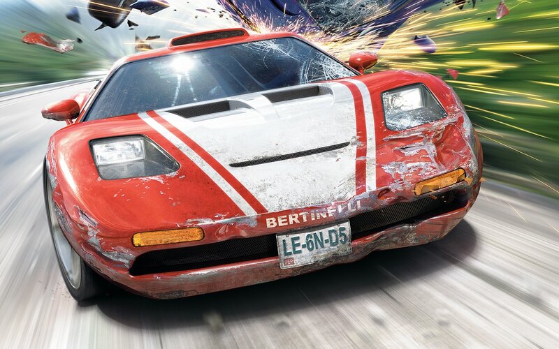 Red race car in crash