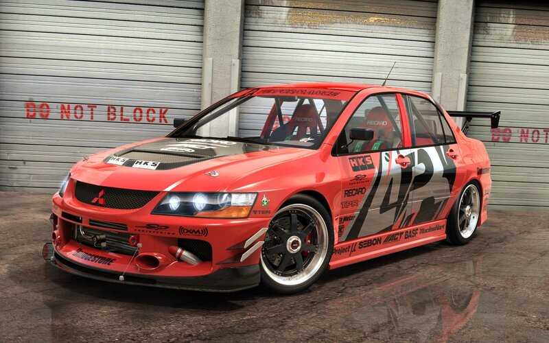 red race car in garage