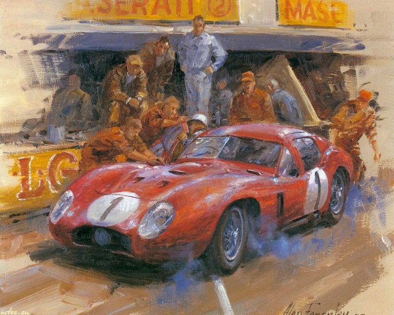 Red Race Car in Pit