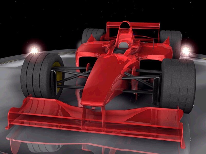 Red race car in space