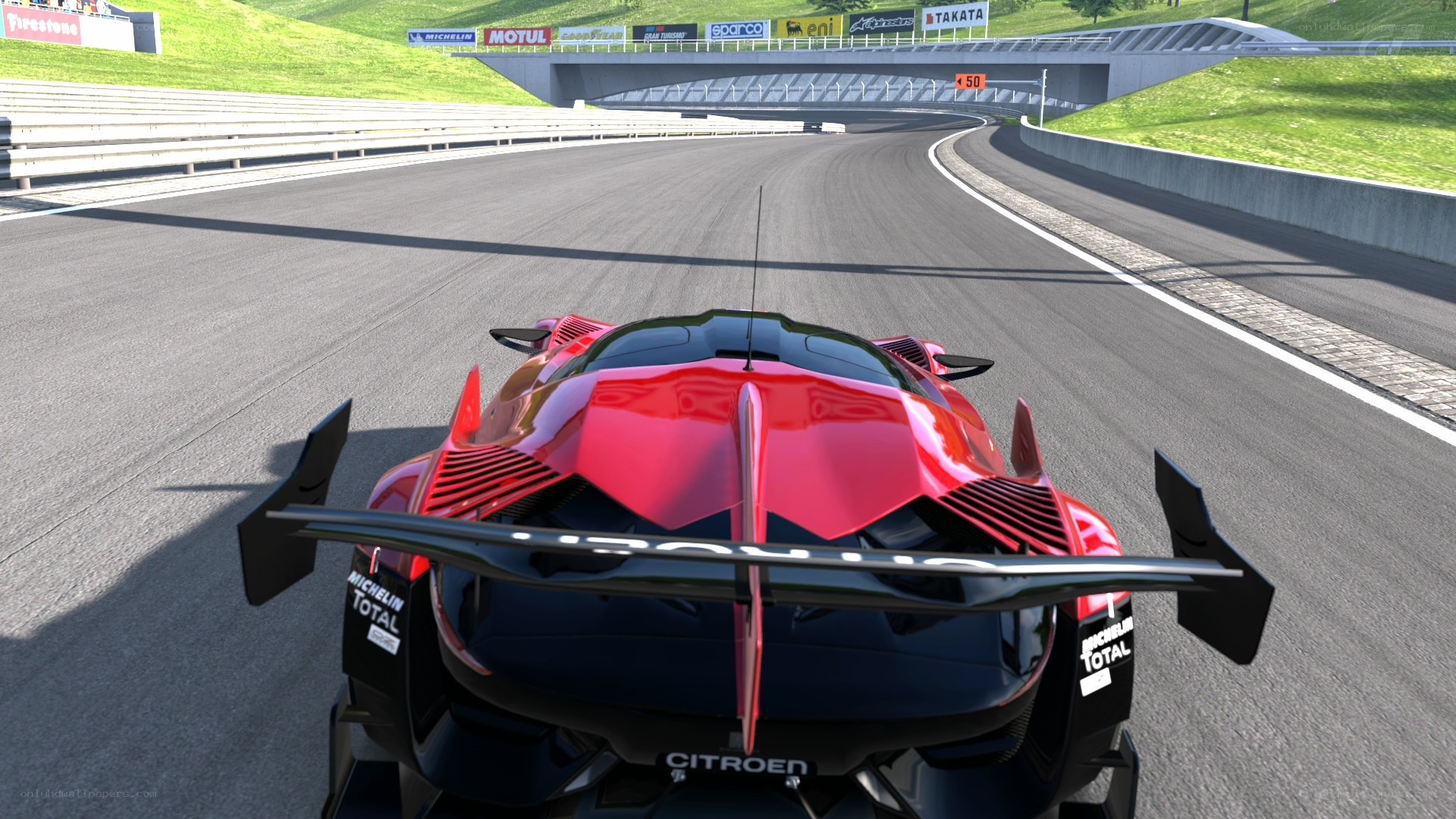 Red race car on a track