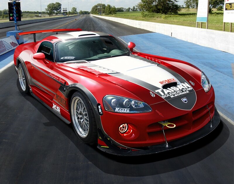 Red race car on a track