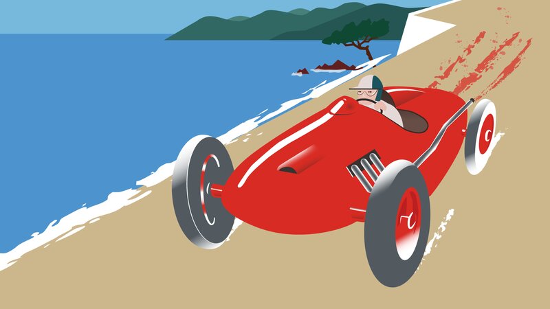 Red Race Car on Beach