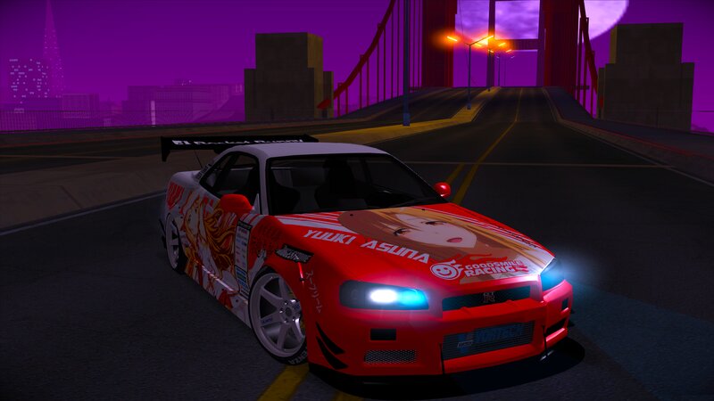 Red Race Car on Bridge