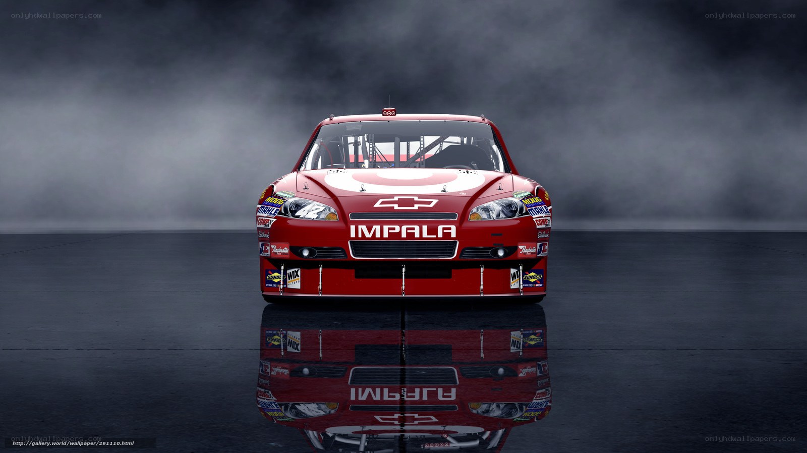Red race car on dark background