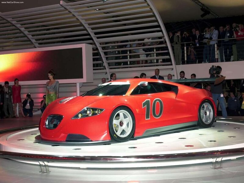 Red race car on display