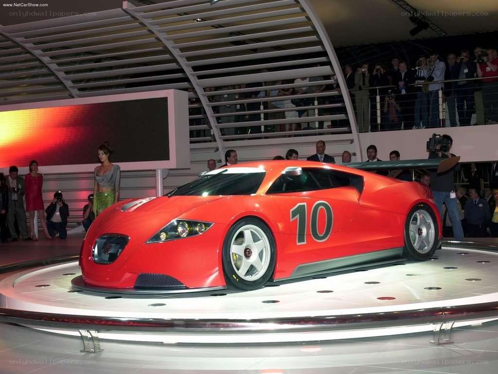 Red race car on display