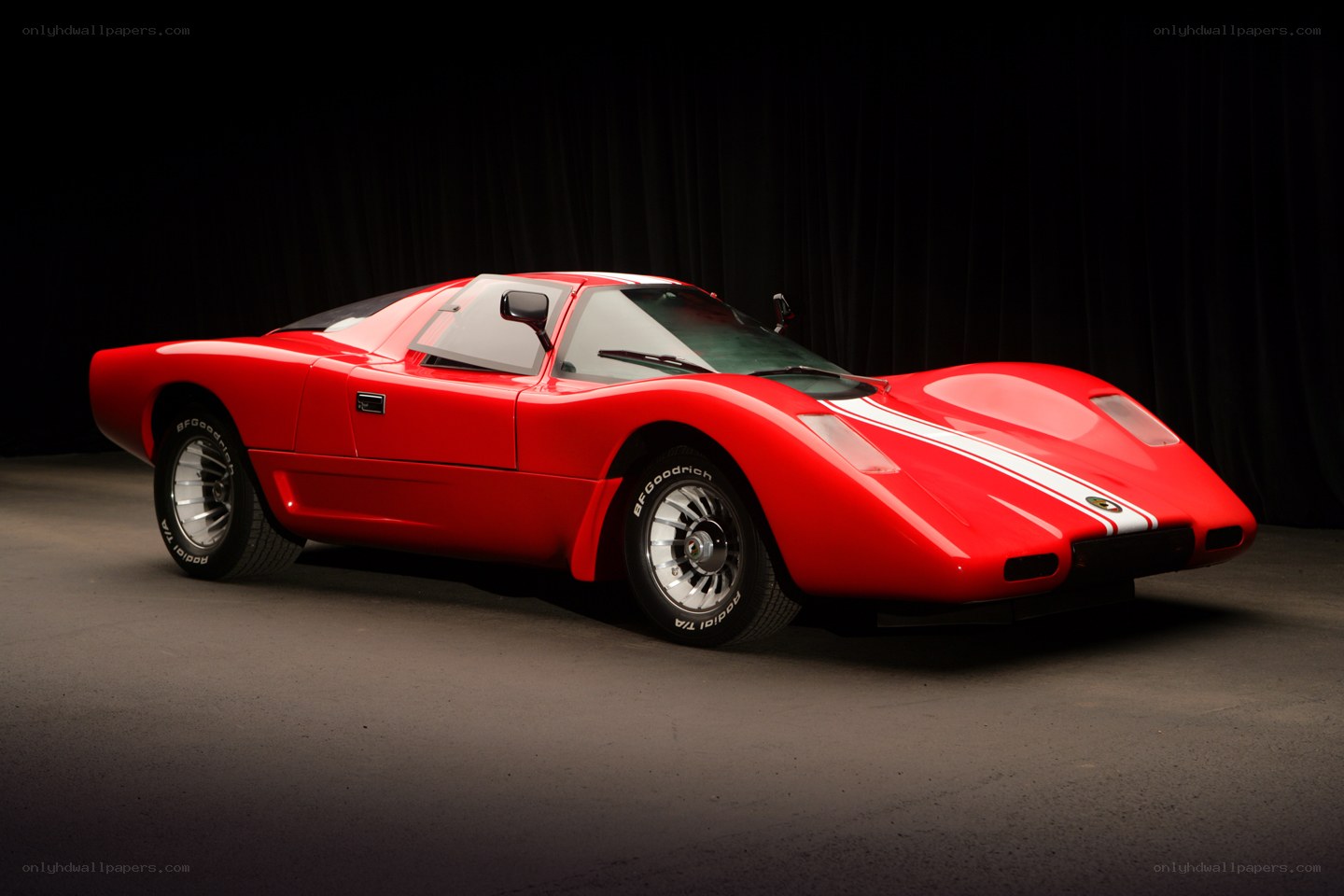 Red race car on display