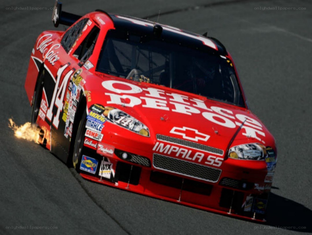 Red race car on fire