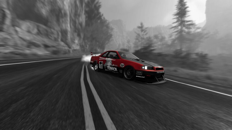 Red Race Car on Road — Dramatic, Digital Art