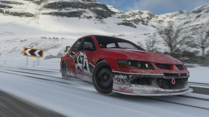 Red Race Car on Snow
