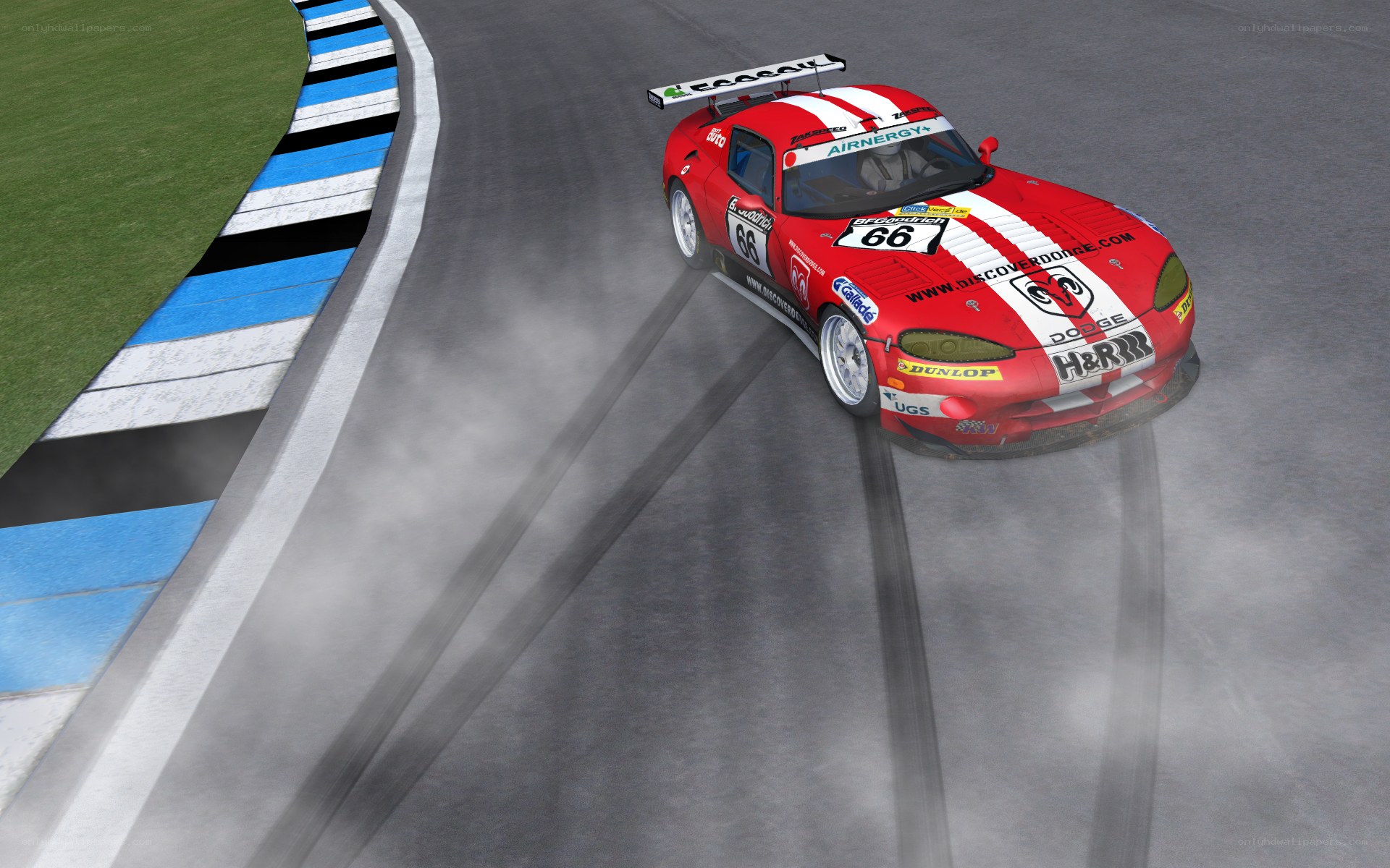 Red race car on track