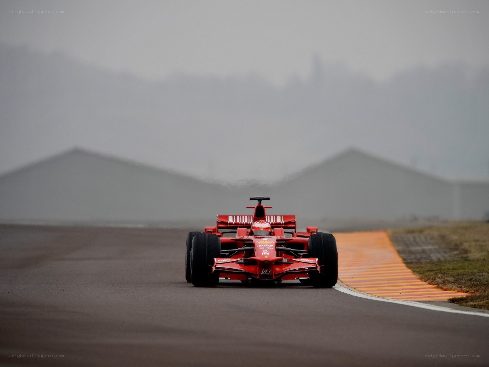 Red race car on track