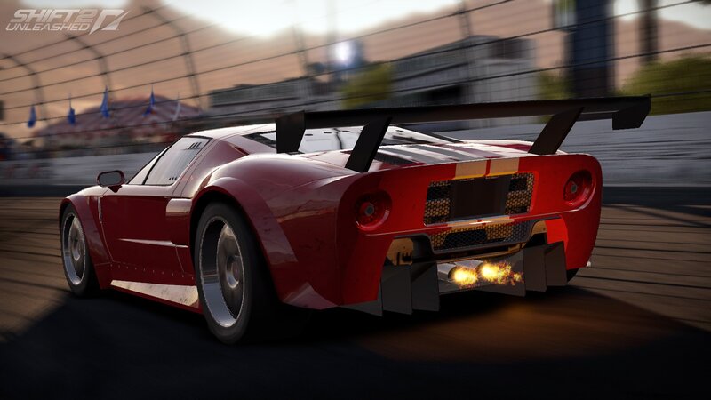 Red race car on track