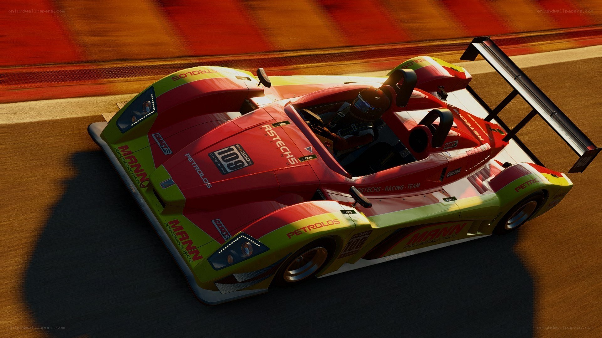 red race car on track