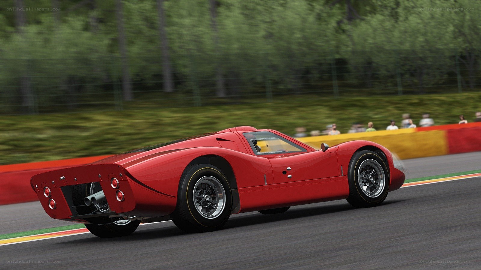 Red race car on track
