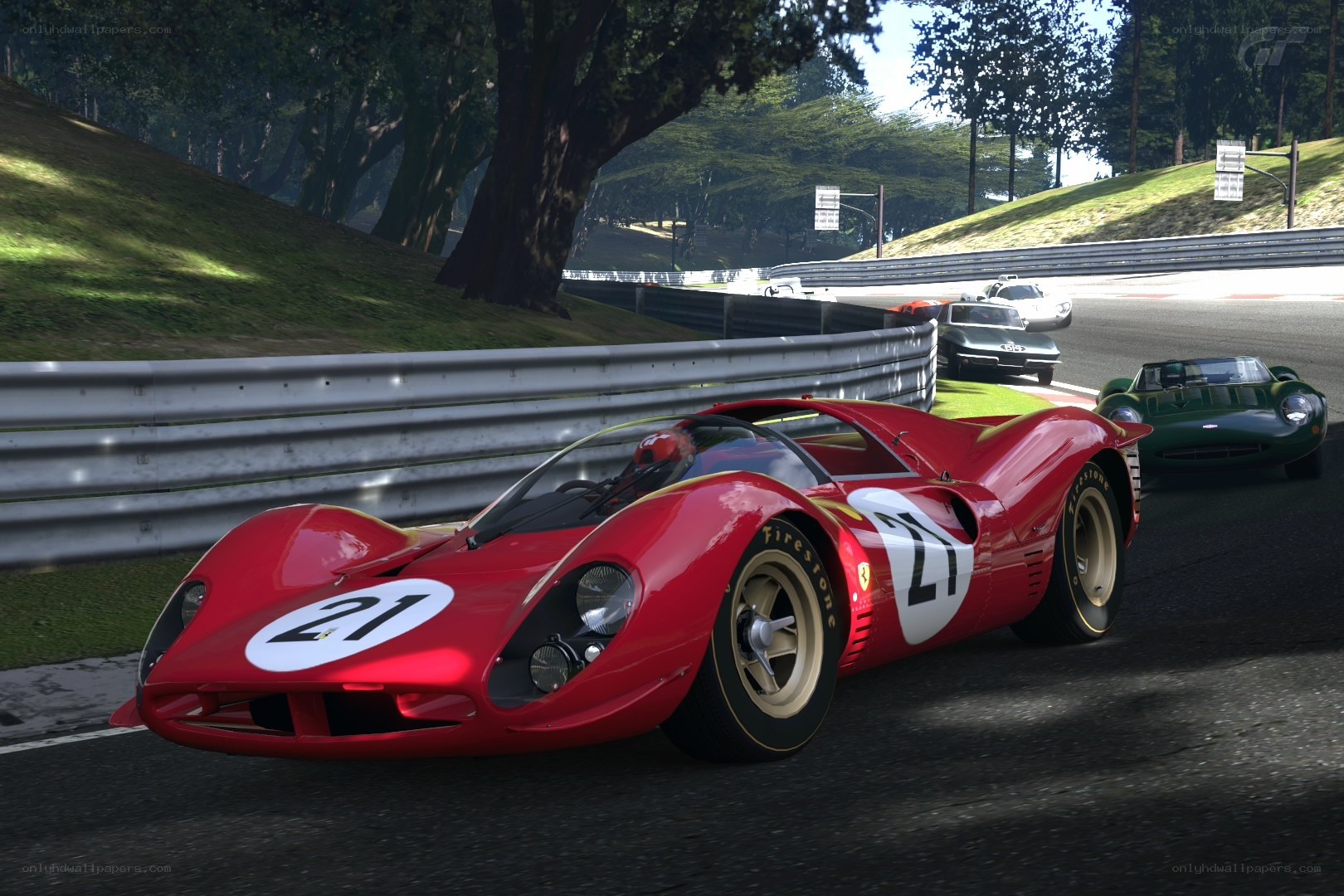Red race car on track