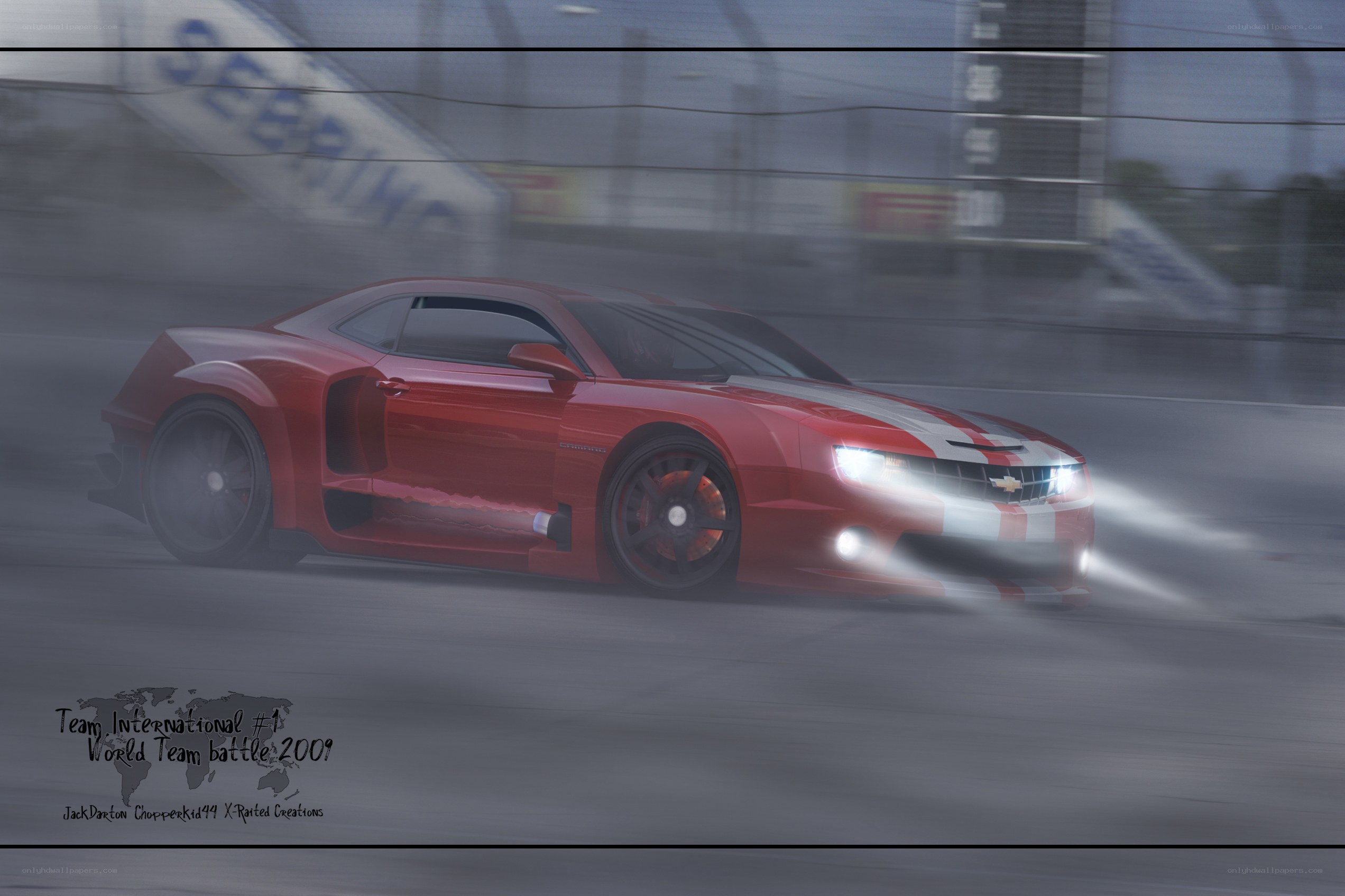 Red race car on track
