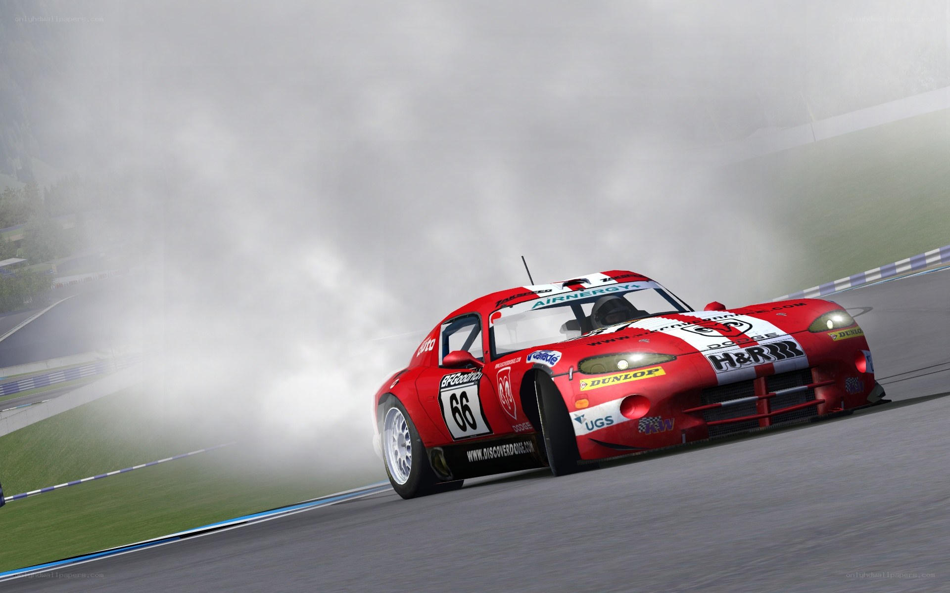 Red race car on track